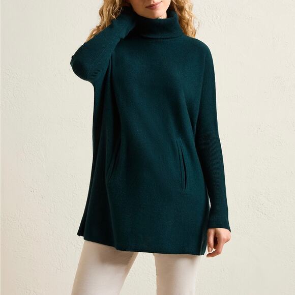 Garnet Hill Wool Cashmere Oversized Turtleneck Sweater Dark Balsam M - Picture 6 of 6